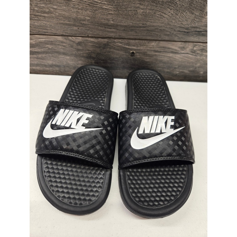 Nike Black White Logo Slide Sandals